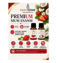 Premium Mum Esansı 5 cc 2'li Set - Çilek, Hindistan Cevizi - Soya Wax, Parafin, Jel Wax ve Bal Mumu Uyumlu BKFAB2CKHC5