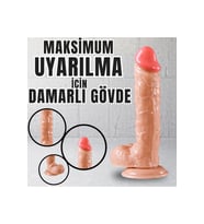 Realistik Dokuda Damarlı Kalın Dildo Vantuzlu Gerçekçi Yapay Penis 23 CM