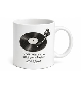 Retro Vinil Plak Görseli Şarkı İsimli Nostaljik Müzik Kupası Hediye Bardak