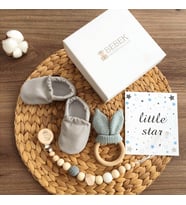 3'lü Mini Bebek Seti - Patikli Bebek Hediye Seti (Düz Gri)