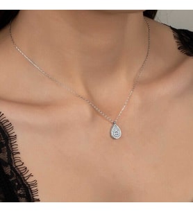 Taşlı Damla  925 Ayar Gümüş Kolye