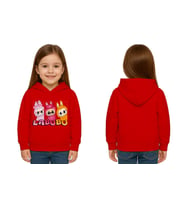 Unisex Baskılı Çocuk Swaetshirt Labubu Baskılı Kapüşonlu 3 İplik Şardonlu (Kırmızı)