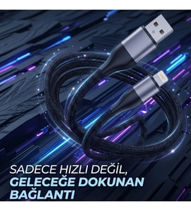 Kopmayan Örgülü Şarj Kablosu Aşırı Akım Korumalı Hızlı Şarj Destekli Kablo
