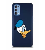 Oppo Reno 4 Soft Premier Kapak Donald Duck-F Tasarımlı Silikon Kılıf - Lacivert (Şeffaf)
