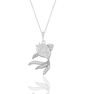 Söğütlü Silver Gümüş rodyumlu zirkon taşlı balık kolye
