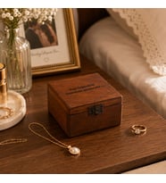 TUN’S WOODS Kişiye Özel El Yapımı Ahşap Hatıra Kutusu 12x12x6 cm – Yazı ve Tarih Kazımalı Yüzük Kutusu Takı Kolye vb Mini Kutu Handmade