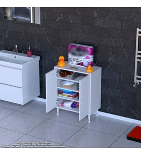 Modilayn SÖKE Küçük Alanlar İçin Akıllı Çözümler 60x75x32,5 cm’ lik 2 Kapaklı 4 Göz Raf Dolap