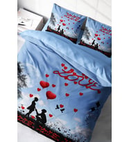 Çift Kişilik Nevresim Takımı Sık Dokuma Pamuk Saten 3d Özel Tasarım Love Balloon