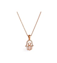 925 Gümüş Gold Fatıma Hamsa Eli Tasarım Kadın Kolye