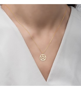 Kişiye Özel 925 Ayar Gümüş Pentagram Kolye