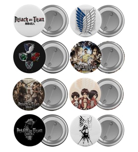 Titana Saldırı Çanta Rozeti Seti 8 Adet En Büyük Boy 5.8cm İğneli Broş Attack on Titan