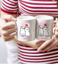 BK Gift Kişiye Özel Sevgililer Günü Sevimli Çiftler Tasarımlı İkili Kupa Bardak-7