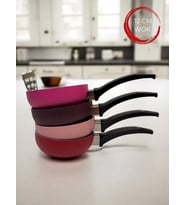 Doremcy 3 lü  12 cm Teflon  Mini Wok Sos Tava Seti  Mini Sos Tavası (Kahverengi Açık)