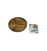 AKASYA YUVARLAK 3 BÖLMELİ AHŞAP SERVİS SUNUM TEPSİ - TAHTASI 20 X 1.4CM (5680)