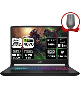 MSI Msı Katana 15 Intel Core I7 13620H 96GB 4tb SSD RTX4070 Windows 11 Pro 15.6" Fhd 144Hz Taşınabilir Bilgisayar B13VGK-1874XTR-A96 & Anzar Mouse