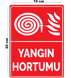 Metal Yangın Hortumu 15 cm x 20 cm Uyarı Levhası Yönlendirme Tabelası