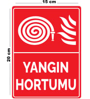 Metal Yangın Hortumu 15 cm x 20 cm Uyarı Levhası Yönlendirme Tabelası
