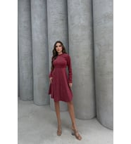 Lesa Wear Yumuşacık Likralı Simli Mini Gece Elbisesi (Bordo)