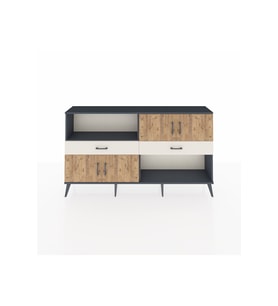 Arges Konsol 3 Raflı 2 Çekmeceli 4 Kapaklı 176x30x99 Antrasit-Çam/Aytaşı