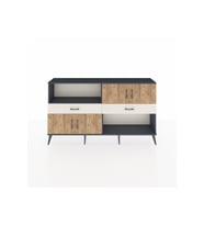 Arges Konsol 3 Raflı 2 Çekmeceli 4 Kapaklı 176x30x99 Antrasit-Çam/Aytaşı
