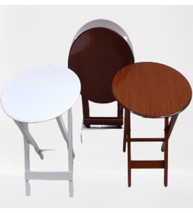 Zigon Çanta 90134 Sehpa Oval Dörtlü Model Ahşap MDF Beyaz ve Ceviz Uyum El Yapım (Beyaz - Ceviz)