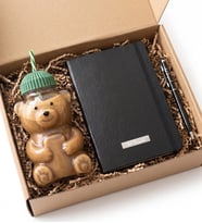 Teddy & Office Ayıcık Model Pipetli Cam Kupa & İsme Özel Defter & Touchpen Kalem Hediye Seti - Sevgiliye Sevimli Hediye, İş Arkadaşına Yeni İş Hediyesi, Arkadaşa İçimden Geldi Kutusu