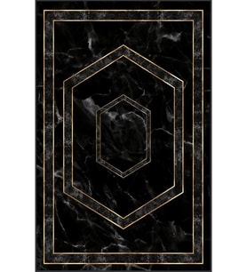 Eliana Home Baskılı, Yıkanabilir Kaymaz Taban Salon Halısı LNA0735 100x150 cm (Siyah)