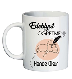Edebiyat Öğretmenine Hediye İsimli Kupa Bardak - Öğretmenler Günü Hediyesi