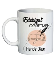 Edebiyat Öğretmenine Hediye İsimli Kupa Bardak - Öğretmenler Günü Hediyesi
