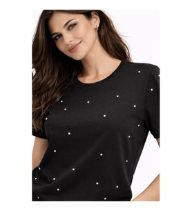 Fashion Friends Taş Detaylı Siyah Kadın Bluz 26Y0104K1