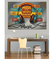 Müzik Hayat Posteri Dekoratif Kanvas - Mdf Ahşap Tablo