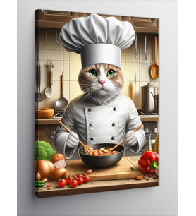 Kanvas Tablo Aşçı Kedi