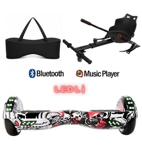 Elektrikli Kaykay Scooter Akıllı Denge Hoverboard + HoverKart + Çanta FULL LEDLİ EXTREM PAKET D06