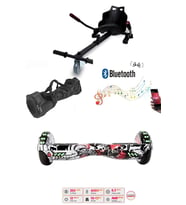 Elektrikli Kaykay Scooter Akıllı Denge Hoverboard + HoverKart + Çanta FULL LEDLİ EXTREM PAKET D06