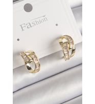 Pirinç Gold Renk Zirkon Taşlı Zincir Model Kadın Küpe - TJ-BKP9794