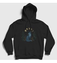 Presmono Unisex Siyah Night Fox Tilki Kapüşonlu Sweatshirt 368037tt