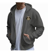 Erkek Shih Tzu Baskılı Oversize Fermuarlı Hoodie (Gri)