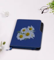 BK Gift Kişiye Özel Papatya Temalı Lacivert Termo Deri Defter-12