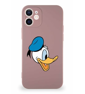 Apple iPhone 12 Mini Soft Premier Kapak Donald Duck-F Tasarımlı Silikon Kılıf - Pudra (Şeffaf)