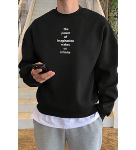 Unisex The Power Baskılı Bisiklet Yaka Sweatshirt (Siyah)