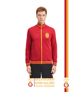Galatasaray Orijinal Lisanslı Dik Yaka Fermuarlı Erkek Sweat (Kırmızı)