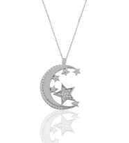 Söğütlü Silver Gümüş rodyumlu zirkon taşlı ay ve yıldızlar kolye