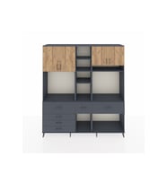 Hyperion Dolap 11 Raflı 6 Çekmeceli 4 Kapaklı 220x44x243 Antrasit-Çam/Antrasit