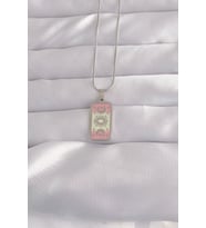 316L Çelik Gümüş Renk Pembe Mineli Ay Figür Tarot Kolye TJ-BKO9045