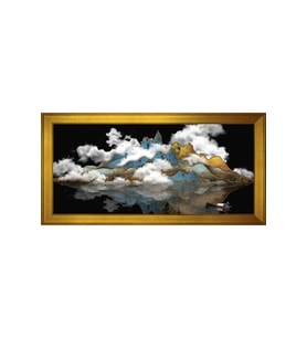Soyut Şekiller Motifli Kanvas Tablo 50 x 70 cm Gold Çerçeve