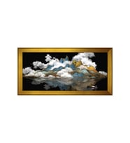 Soyut Şekiller Motifli Kanvas Tablo 50 x 70 cm Gold Çerçeve