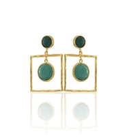 Kadir Jewellery 22 Ayar Altın Kaplama Kadın Sallantılı Küpe -El İşçiliği Ve Hipoalerjenik Küpe-E85 (K.Yeşil)