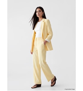 LCW Vision Sarı Regular Fit Keten Karışımlı Kadın Pantolon