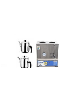 İDEAL ÇELİK Platin 25 Litre Elektrikli Pleytsiz Çay Kazanı & Kahveci Kazanı Sanayi Tipi-DEMLİKLİ