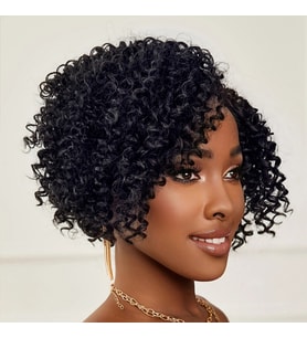 Siyah Kısa Afro Yan Tül Peruk